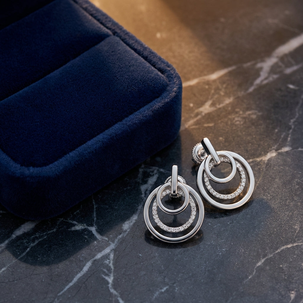 1/5 CTW Natural Diamond Earrings in Sterling Silver luxury presentation - GOLDZENN