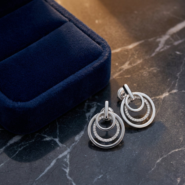 1/5 CTW Natural Diamond Earrings in Sterling Silver luxury presentation - GOLDZENN