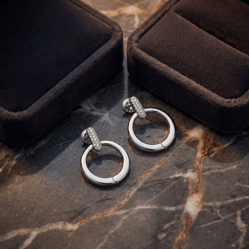 1/6CTW Natural Diamond Round Earrings Sterling Silver luxury presentation - GOLDZENN