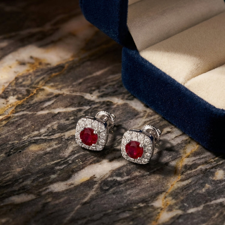 1/8CTW Natural Diamond Earrings 14k White Gold luxury presentation - GOLDZENN