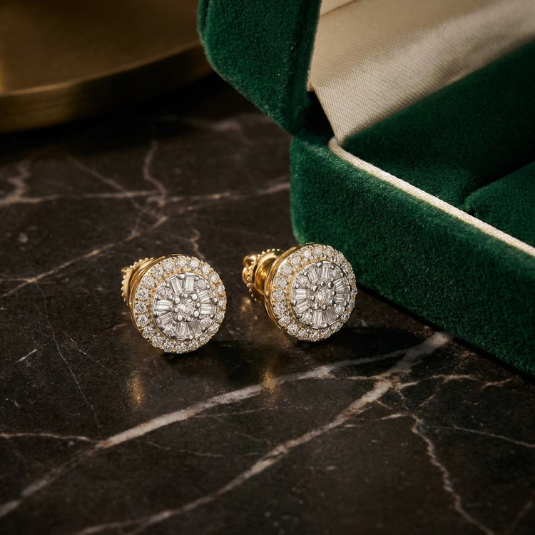 1/5CTW Natural Diamond Fashion Round Earring – 10k Gold luxury presentation - GOLDZENN