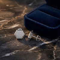 1/4CTW Fashion Diamond Micro-Pave Stud Earrings - 10K White Gold luxury presentation - GOLDZENN