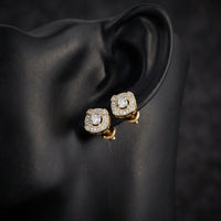 1/4 Ctw Natural Diamond Men’s Earring 10k Gold displayed on ear - GOLDZENN