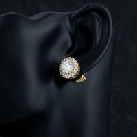 Sterling Silver Moissanite Stud Earrings 1.28ct displayed on ear - GOLDZENN