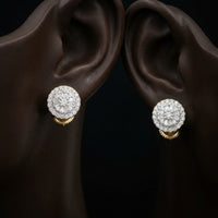 1/5CTW Natural Diamond Fashion Round Earring – 10k Gold displayed on ear - GOLDZENN