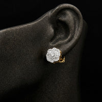 10k Yellow Gold Diamond Fashion Earrings 3/8 Cttw displayed on ear - GOLDZENN