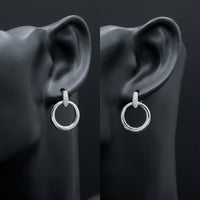 1/6CTW Natural Diamond Round Earrings Sterling Silver displayed on ear - GOLDZENN