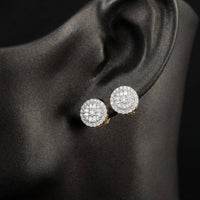 1/4CTW Natural Diamond Round Earrings 10k Gold displayed on ear - GOLDZENN