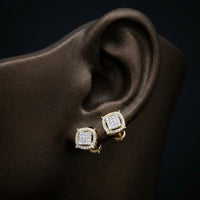 Men’s Diamond Earring 3/8 CT in 10k Yellow Gold displayed on ear - GOLDZENN