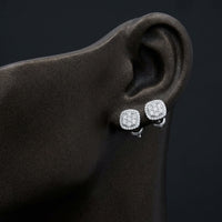 1/4CT Diamond Curved Fanuk Earrings – Sterling Silver displayed on ear - GOLDZENN