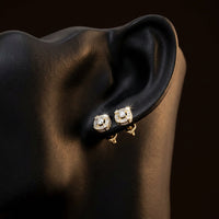 3/8CTW Diamond Round Men's Earrings 10K Gold displayed on ear - GOLDZENN