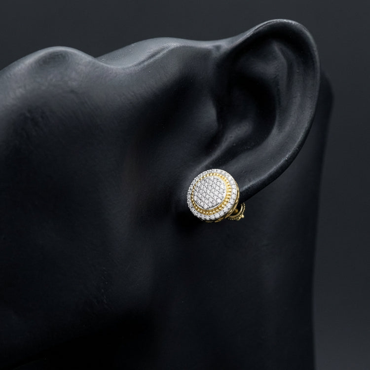 10k Gold 1/2CTW Natural Diamond Men’s Earring displayed on ear - GOLDZENN