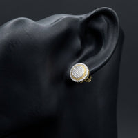 10k Gold 1/2CTW Natural Diamond Men’s Earring displayed on ear - GOLDZENN