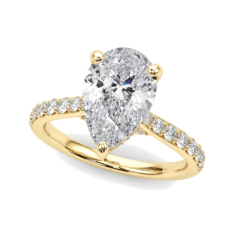 Natalia pear lab-grown diamond engagement ring, 2 ct center, yellow gold