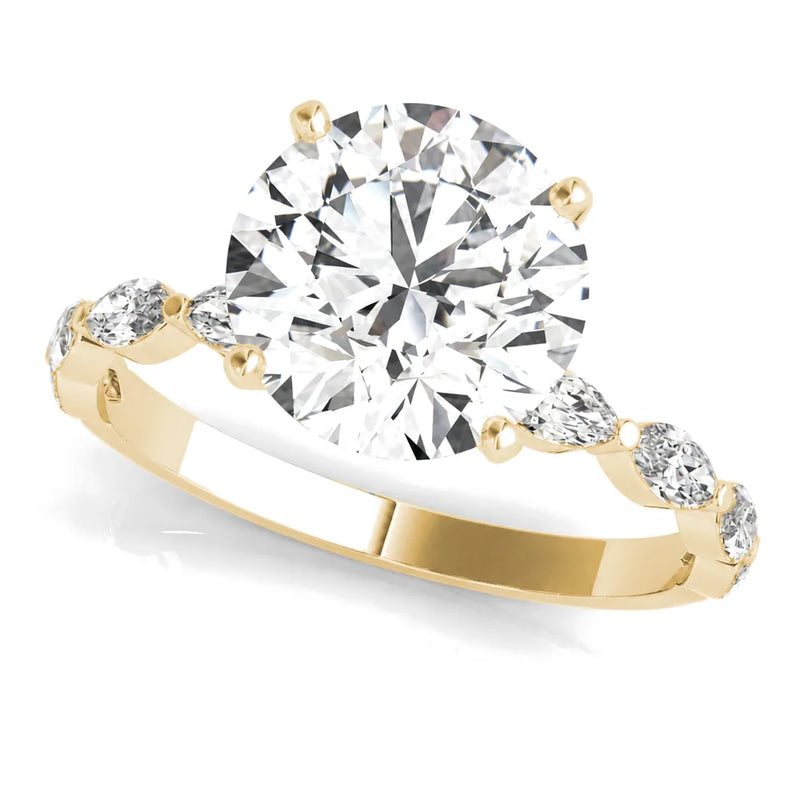 Octavia round lab-grown diamond engagement ring, 2 ct center, yellow gold