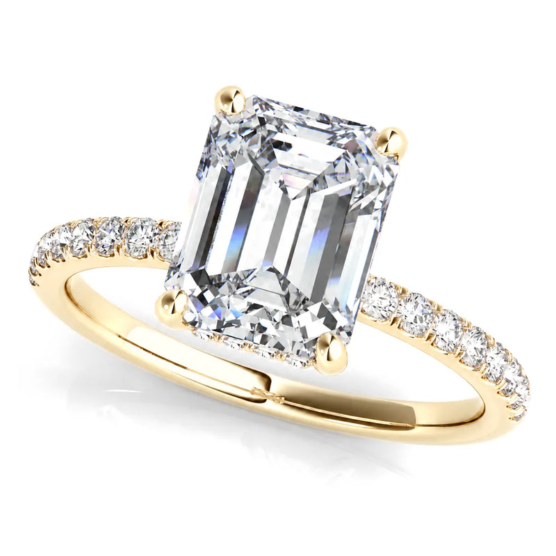 Olivia emerald lab-grown diamond engagement ring, 2 ct center, yellow gold