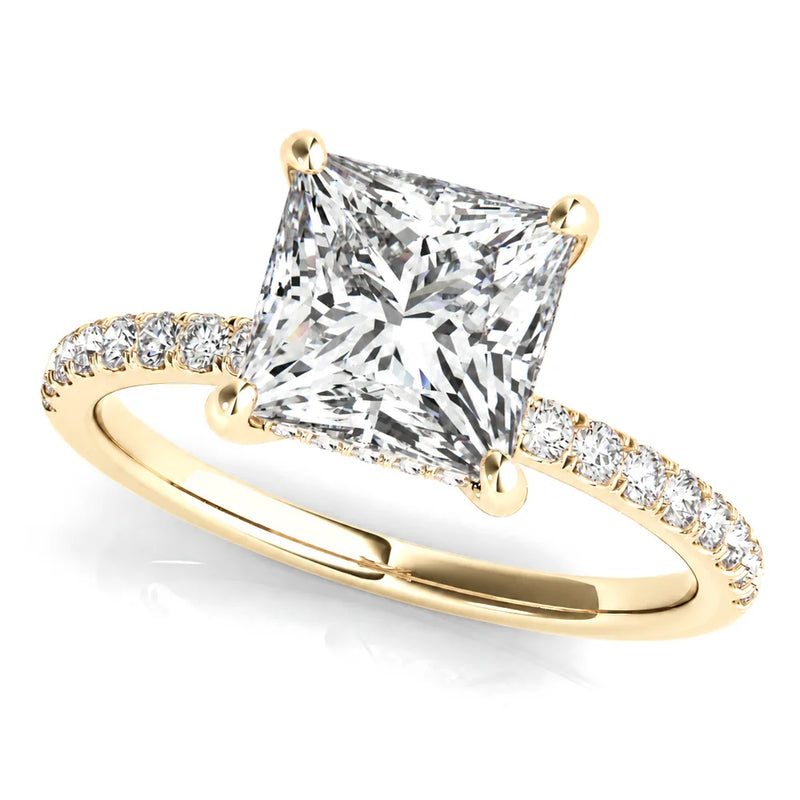 Olivia princess lab-grown diamond engagement ring, 2 ct center, yellow gold