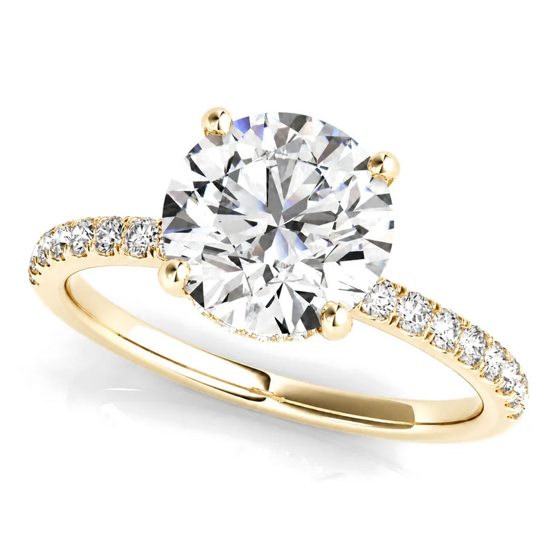 Olivia round lab-grown diamond engagement ring, 2 ct center, yellow gold