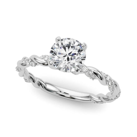 Ophelia round lab-grown diamond engagement ring in white gold, front view
