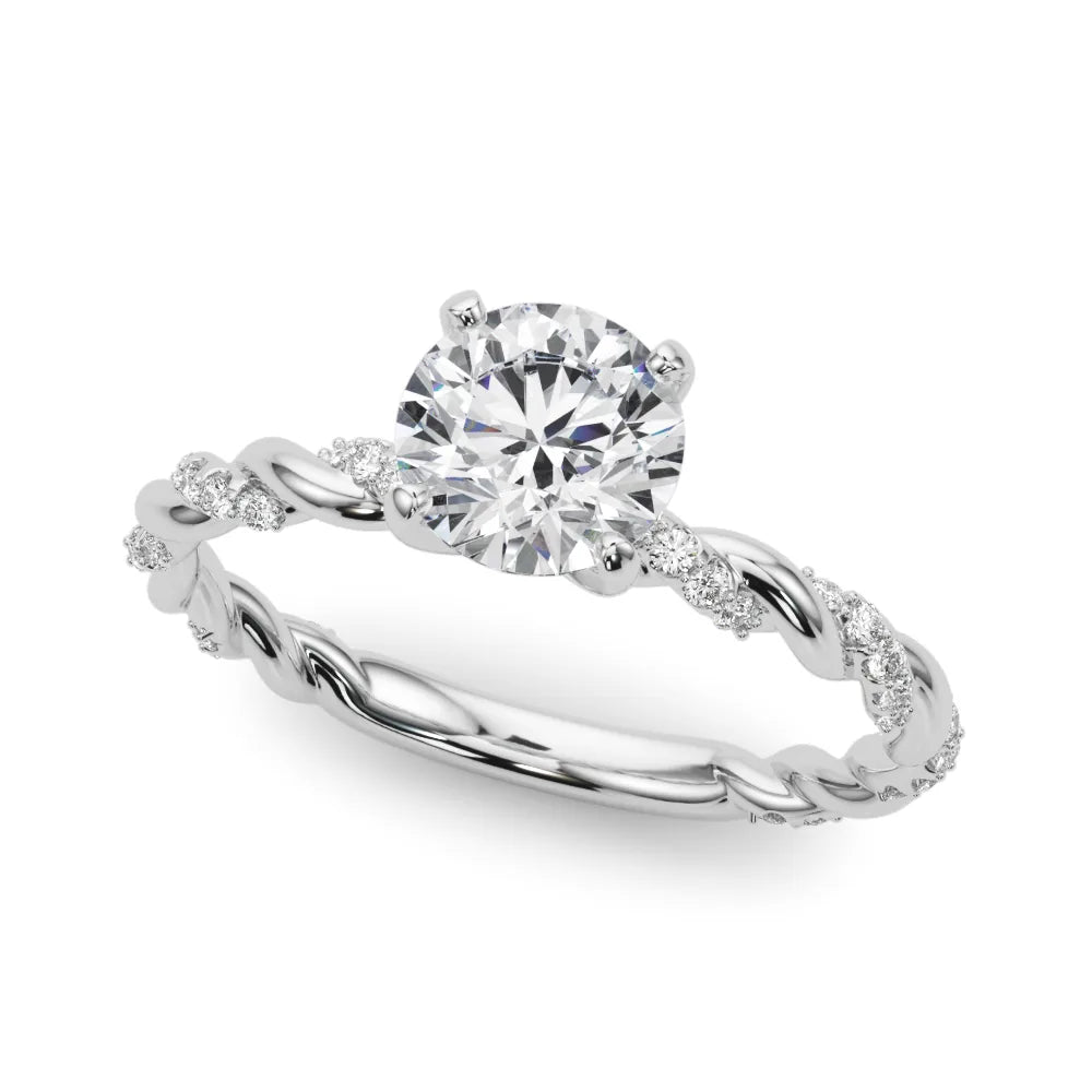 Ophelia round lab-grown diamond engagement ring in white gold, front view
