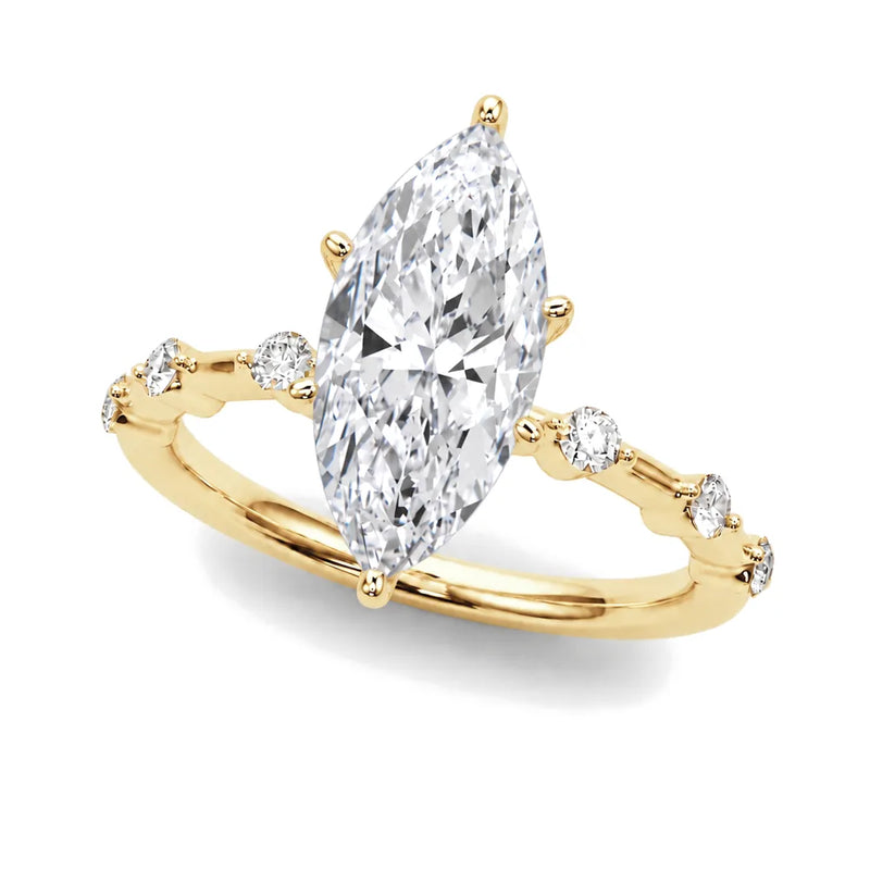 Paloma marquise lab-grown diamond engagement ring, 2 ct center, yellow gold