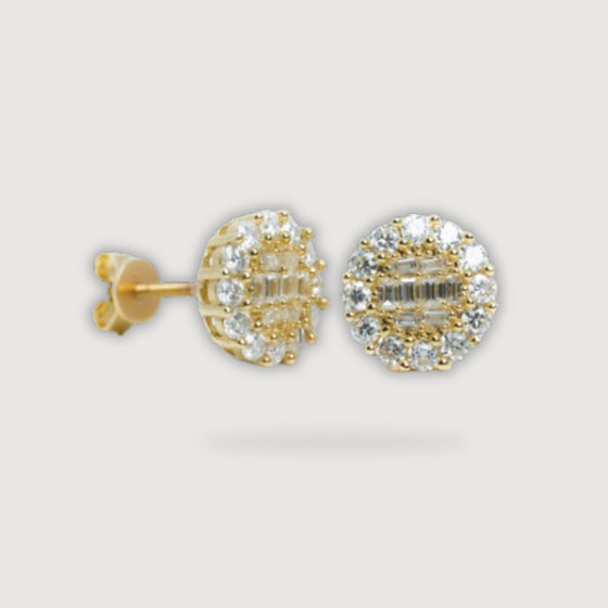 Patterned Moissanite Stud Earring - 10k Yellow GoldDiscover luxurious 10k Gold Moissanite Stud Earrings, blending sparkle with classic warmth. Perfect for elegance and durability.