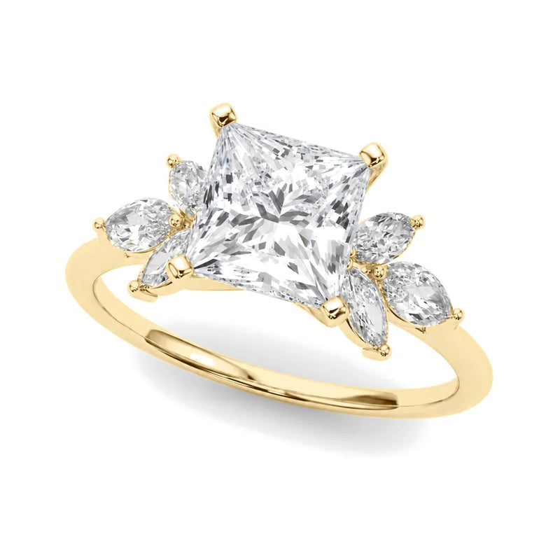 Perla princess lab-grown diamond engagement ring, 2 ct center, yellow gold
