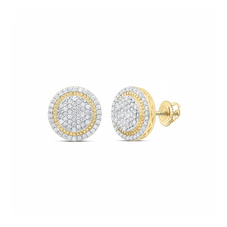 10k Gold 1/2CTW Natural Diamond Men’s Earring close-up detail - GOLDZENN