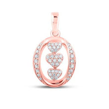  Colgante de triple corazón de diamantes en oro rosa de 10 quilates (1/4 quilates)