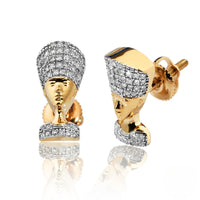 10K Gold 0.35CTW Diamond Nefertiti Earrings close-up detail - GOLDZENN