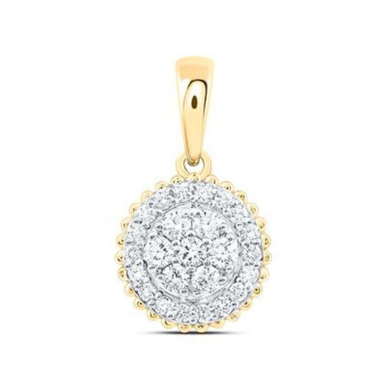 Colgante de diamantes redondos de oro amarillo de 14 quilates de 3/8 quilates