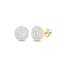  Aretes de oro de 10 quilates con diamantes en forma de círculo y 1/2 quilate