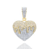 10k Yellow Gold Diamond Heart Pendant 0.75ct with a melting heart design, diamond accents, a dripping top, and diamond-studded bail.