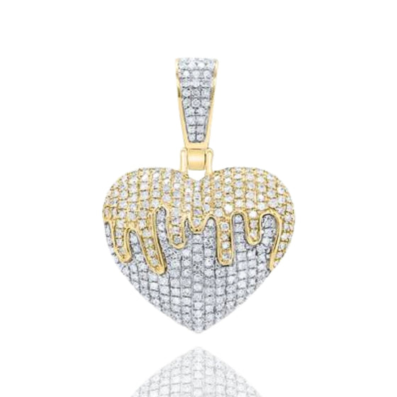 Colgante de corazón de diamantes de oro amarillo de 10 k de 0,75 ct