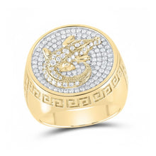  14K Yellow Gold Natural Diamond Crocodile Men’s Ring