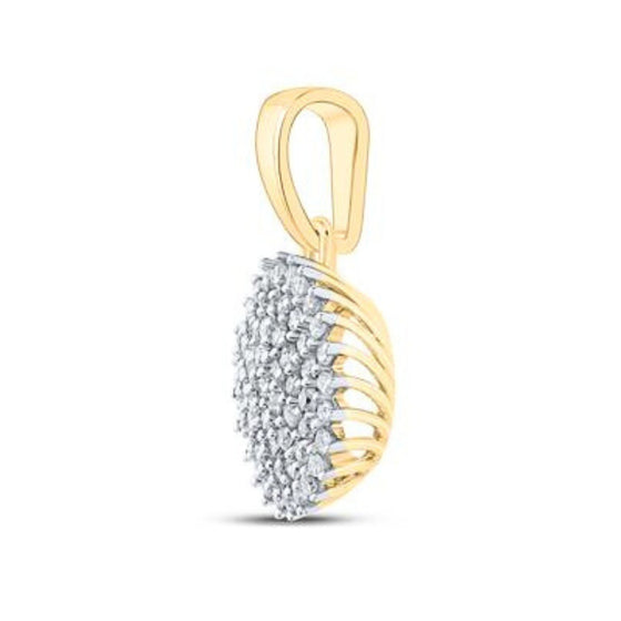 Colgante de oro amarillo de 10 quilates con diamantes en racimo de 1/5 CTW