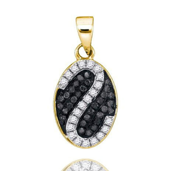 Colgante ovalado de diamantes negros de oro amarillo de 10 k de 1/4 quilates