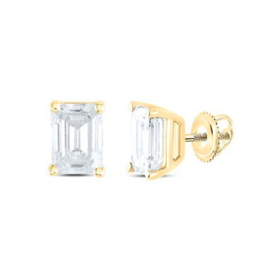 Pendientes solitarios de esmeralda de 1/4 CTW en oro amarillo de 14 quilates