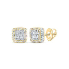  Pendientes cuadrados de diamantes baguette en oro amarillo de 10 quilates