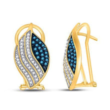  10k Yellow Gold Blue Diamond Earrings 1/2 Cttw