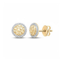 10k Gold Diamond Nugget Circle Earrings 1/8 Cttw close-up detail - GOLDZENN