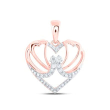  Colgante de corazón de mariposa con diamantes en oro rosa de 10 k (1/8 quilates)