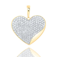  Colgante de corazón con diamantes naturales de 1 quilates en oro amarillo de 10 quilates