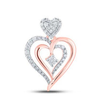  Colgante de corazón de diamantes de oro rosa de 10 quilates de 1/3 quilates