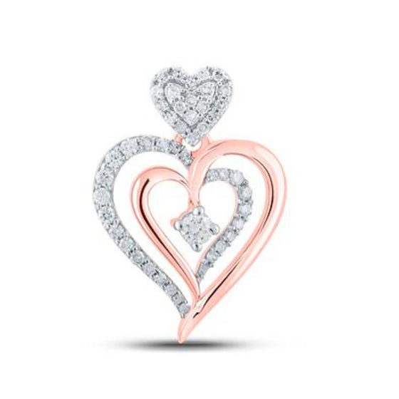 Colgante de corazón de diamantes de oro rosa de 10 quilates de 1/3 quilates
