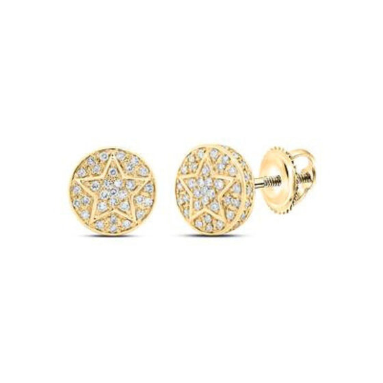 Pendientes de estrella con diamantes en oro amarillo de 10 k (1/4 quilates)