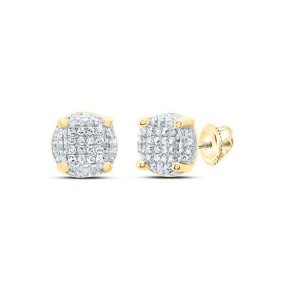 Pendientes de oro amarillo de 10 quilates con diamantes en racimo (1/10 quilates)