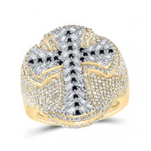 10k Gold Diamond Cross Men's Ring 2 7/8 Cttw