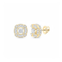 3/8CTW Diamond Round Men's Earrings 10K Gold close-up detail - GOLDZENN