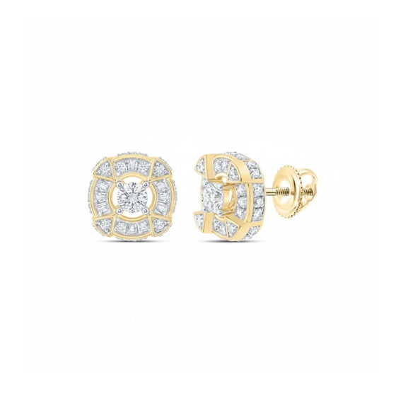 Pendientes de oro de 10 quilates con diamantes redondos de 3/8 quilates para hombre